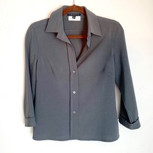 THEORY Blouse in a Deep Grey Wool Gabardine (M)